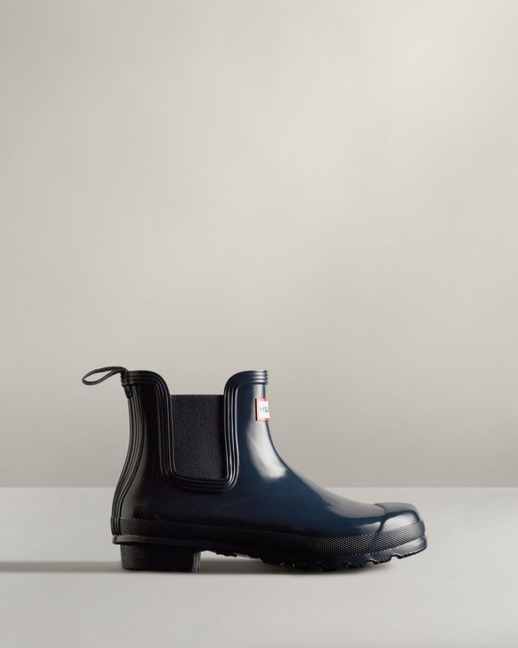 Hunter Original Gloss Chelsea Boot Chelsea Stiefel Damen Navy Deutschland | F60AWAM