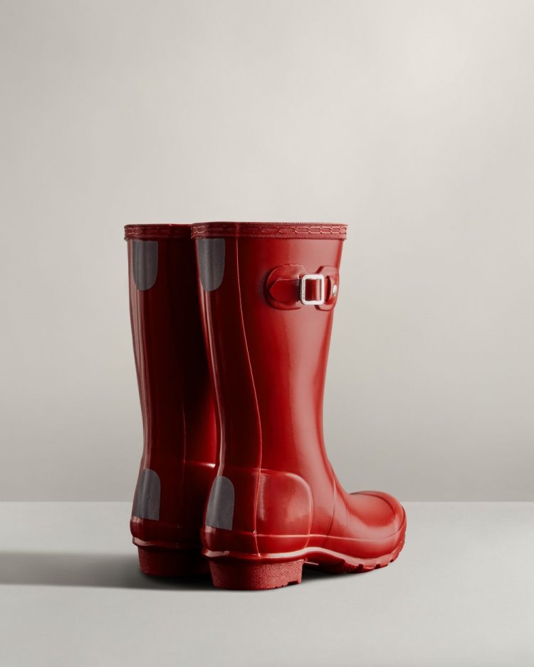 Hunter Original Gloss Rain Boot Hohe Regenstiefel Kinder Dunkelrot Deutschland | 4ARL1VJ