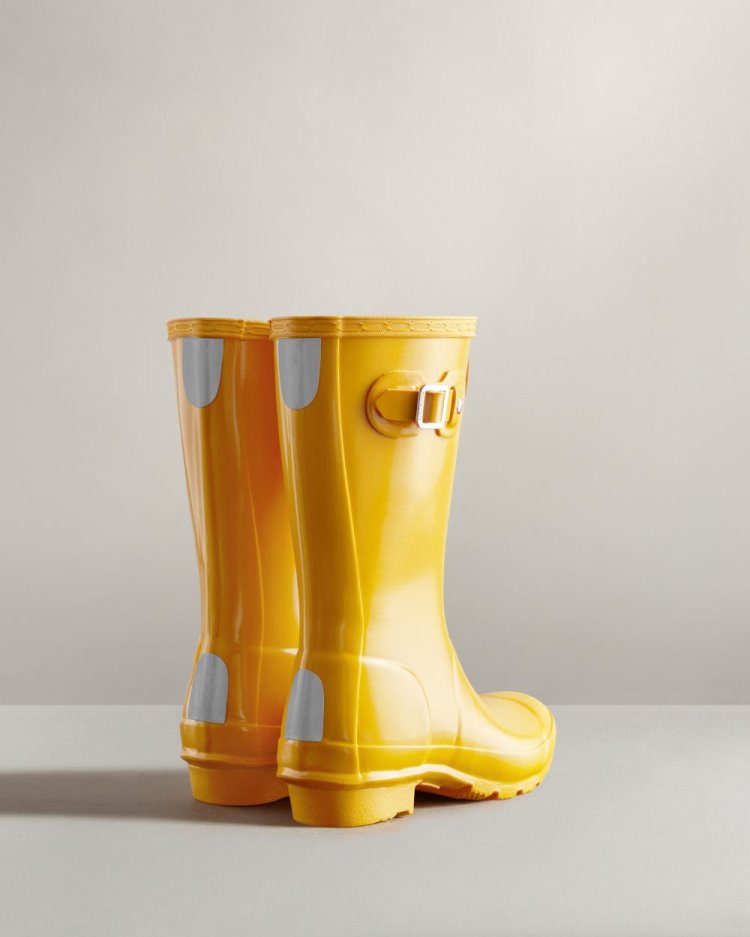 Hunter Original Gloss Rain Boot Kurze Regenstiefel Kinder Gelb Deutschland | 0SNYXHM