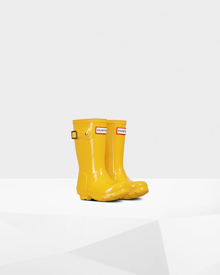 Hunter Original Gloss Rain Boot Kurze Regenstiefel Kinder Gelb Deutschland | 1BG09MU