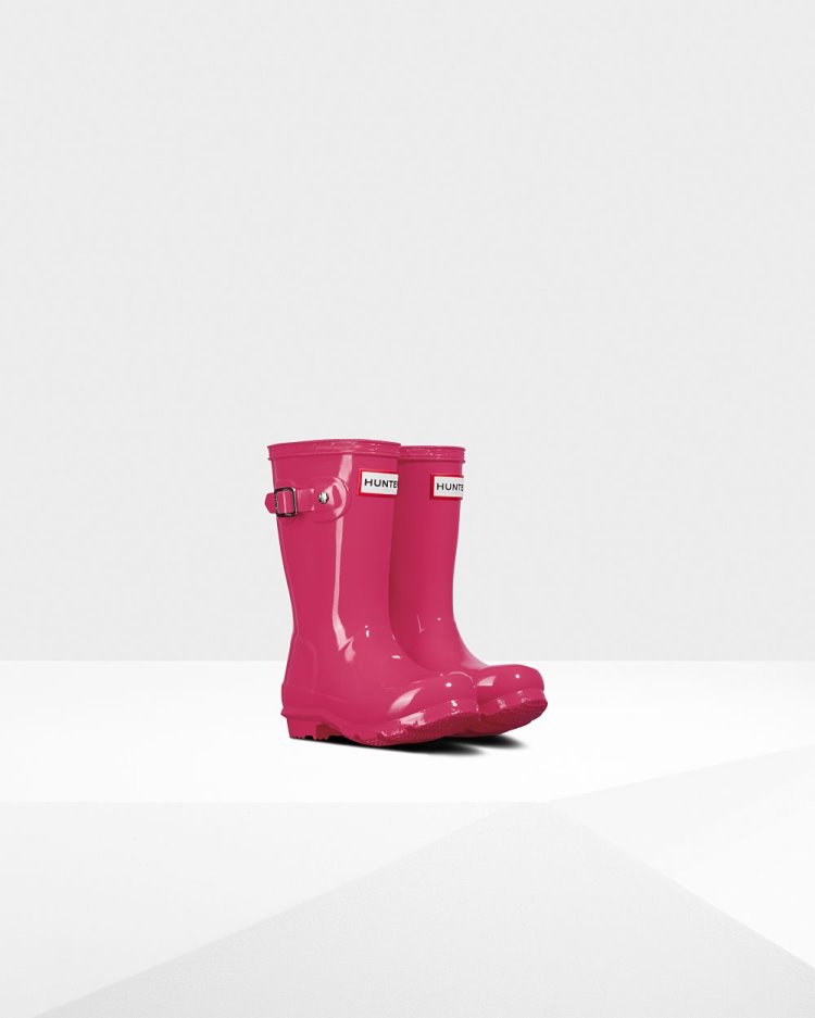 Hunter Original Gloss Rain Boot Kurze Regenstiefel Kinder Rosa Deutschland | 5HHEC9G