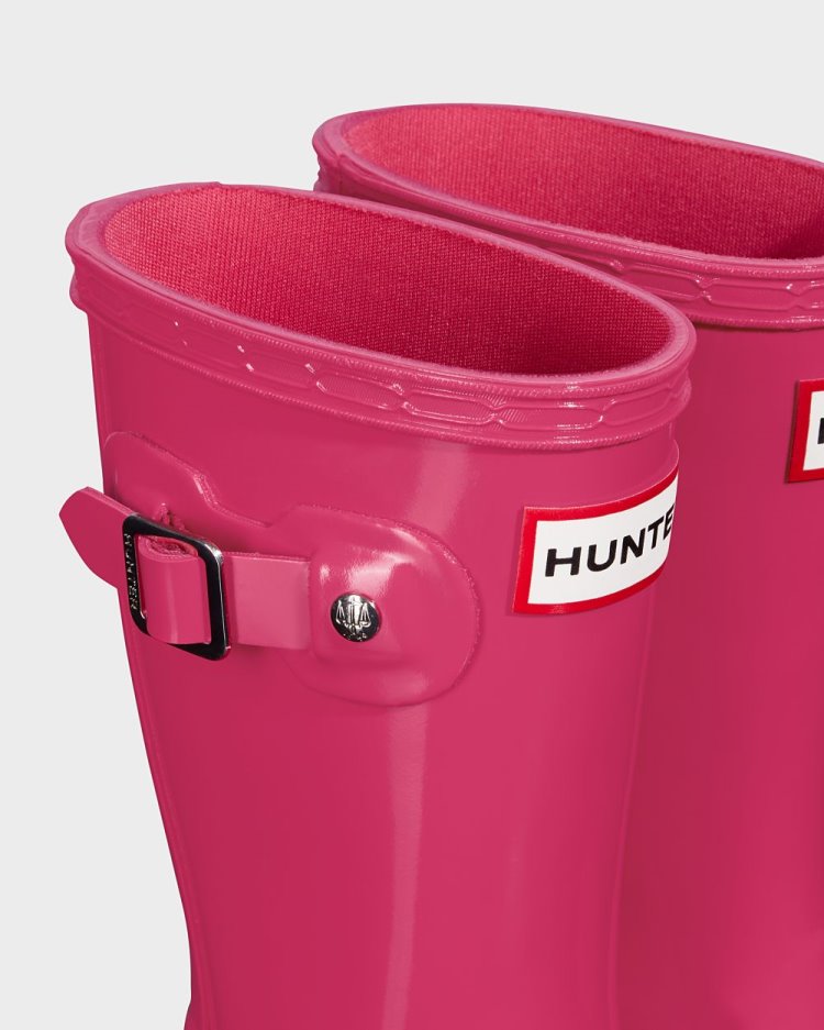 Hunter Original Gloss Rain Boot Kurze Regenstiefel Kinder Rosa Deutschland | 5HHEC9G