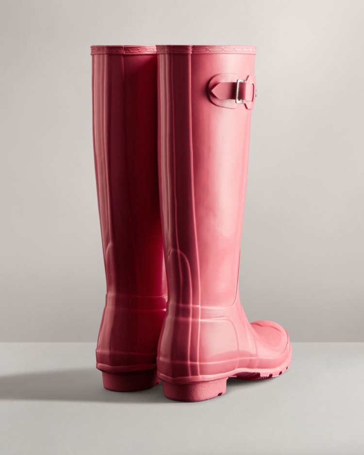 Hunter Original Hohe Gloss Rain Boot Hohe Regenstiefel Damen Rosa Deutschland | 7PH1XW3