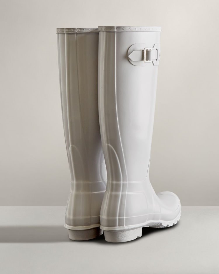 Hunter Original Hohe Gloss Rain Boot Hohe Regenstiefel Damen Weiß Deutschland | DTNJND5