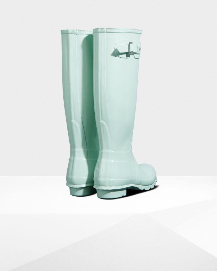 Hunter Original Hohe Gloss Rain Boot Hohe Regenstiefel Damen Mintfarben Deutschland | FP1PHRW