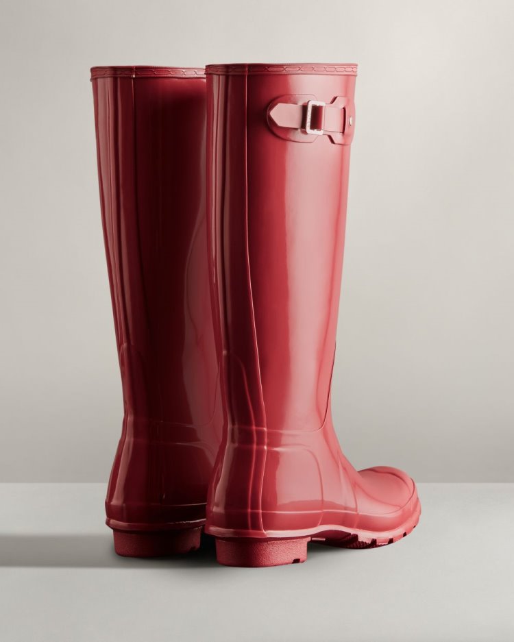 Hunter Original Hohe Gloss Rain Boot Hohe Regenstiefel Damen Rosa Deutschland | IH7MC0F