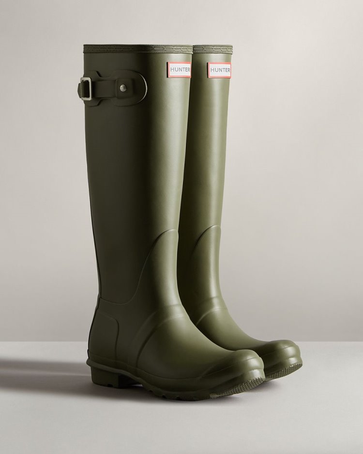 Hunter Original Hohe Rain Boot Hohe Regenstiefel Damen Olivgrün Deutschland | 5EAH3RR