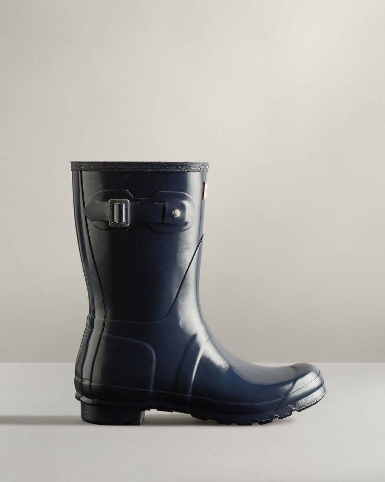 Hunter Original Kurzes Gloss Rain Boot Kurze Regenstiefel Damen Navy Deutschland | CI15FD9