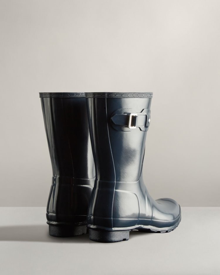 Hunter Original Kurzes Gloss Rain Boot Kurze Regenstiefel Damen Navy Deutschland | CI15FD9