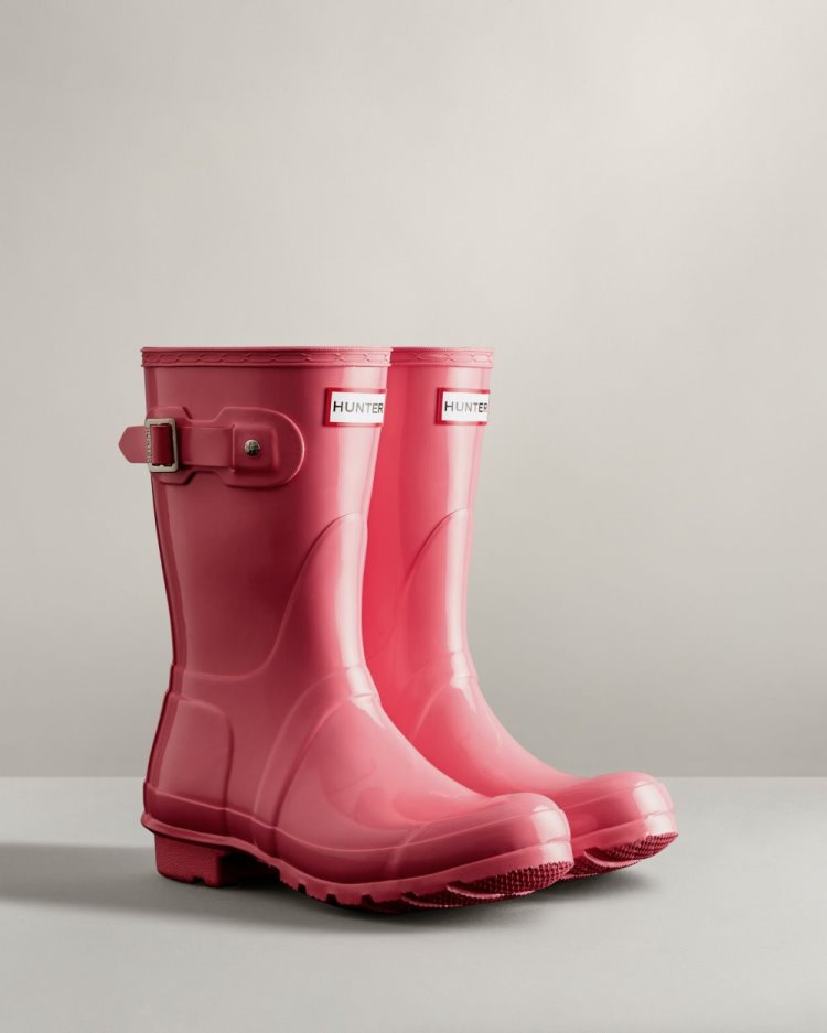 Hunter Original Kurzes Gloss Rain Boot Kurze Regenstiefel Damen Rosa Deutschland | H9U8N9Y