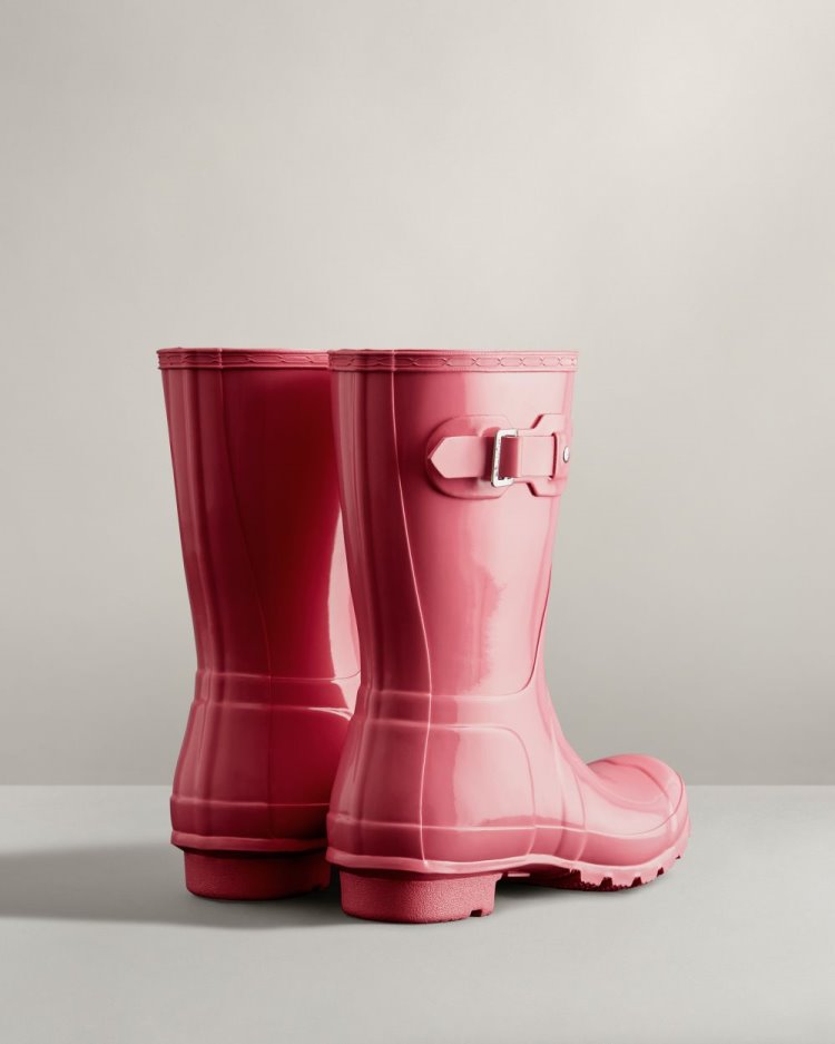 Hunter Original Kurzes Gloss Rain Boot Kurze Regenstiefel Damen Rosa Deutschland | H9U8N9Y