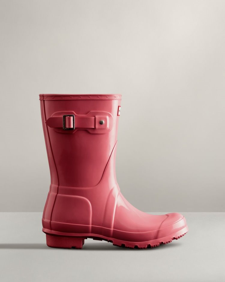 Hunter Original Kurzes Gloss Rain Boot Kurze Regenstiefel Damen Rosa Deutschland | H9U8N9Y