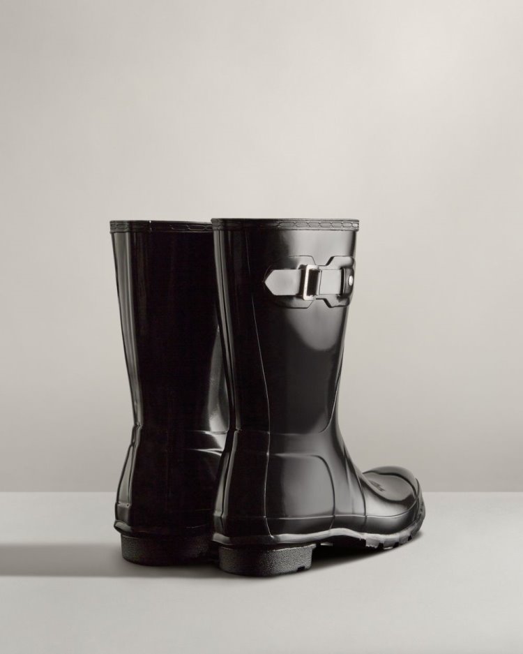 Hunter Original Kurzes Gloss Rain Boot Kurze Regenstiefel Damen Schwarz Deutschland | JF5YL4L