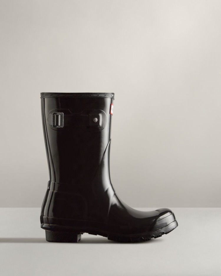 Hunter Original Kurzes Gloss Rain Boot Kurze Regenstiefel Damen Schwarz Deutschland | JF5YL4L