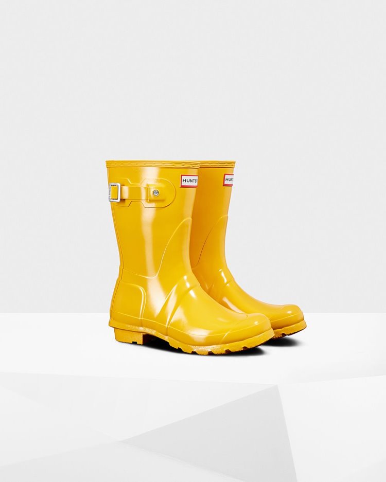 Hunter Original Kurzes Gloss Rain Boot Kurze Regenstiefel Damen Gelb Deutschland | VG66CUS