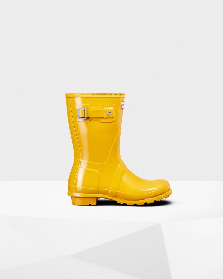 Hunter Original Kurzes Gloss Rain Boot Kurze Regenstiefel Damen Gelb Deutschland | VG66CUS