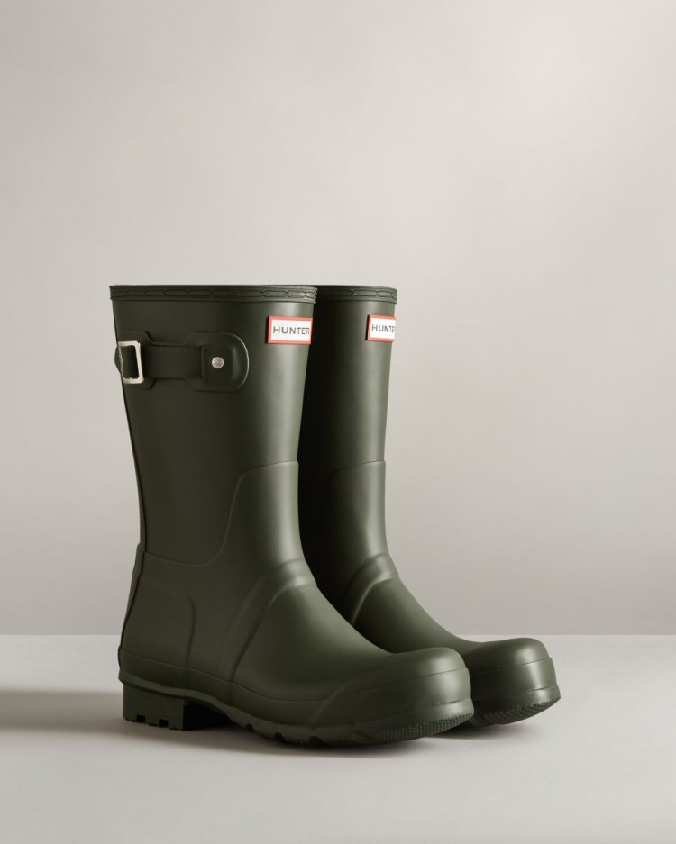 Hunter Original Kurzes Rain Boot Kurze Regenstiefel Herren Dunkelolivgrün Deutschland | 5RECRU9