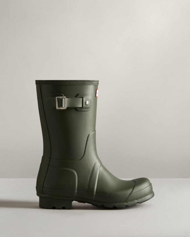 Hunter Original Kurzes Rain Boot Kurze Regenstiefel Herren Dunkelolivgrün Deutschland | 5RECRU9