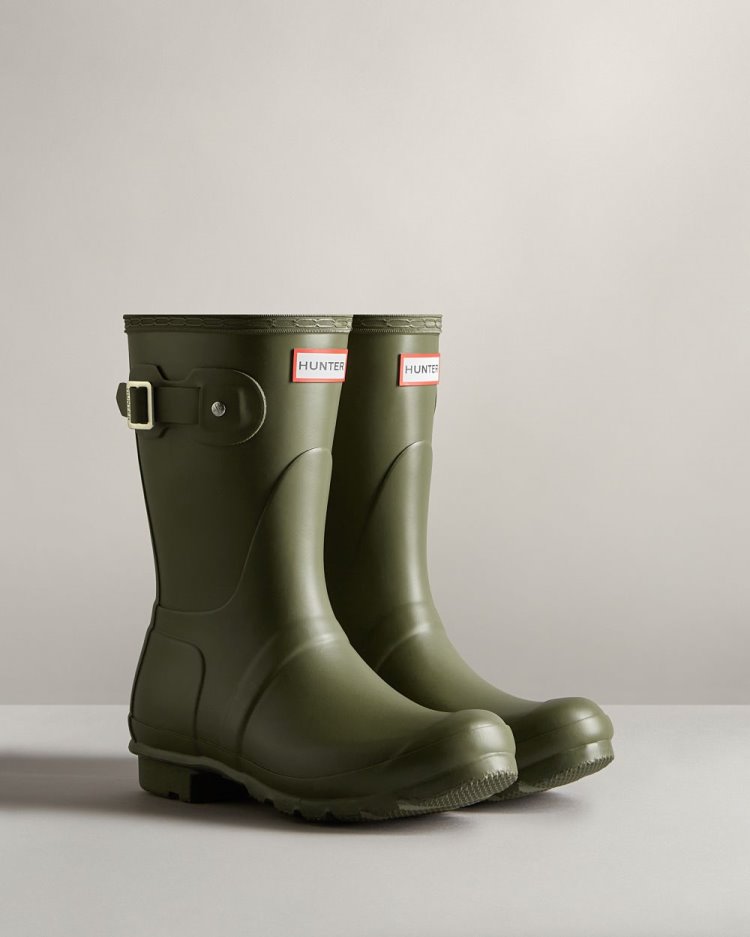 Hunter Original Kurzes Rain Boot Kurze Regenstiefel Damen Olivgrün Deutschland | GCUGZC8