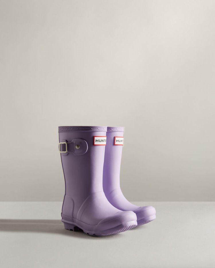 Hunter Original Rain Boot Kurze Regenstiefel Kinder Lavendel Weiß Deutschland | HXEQWEH