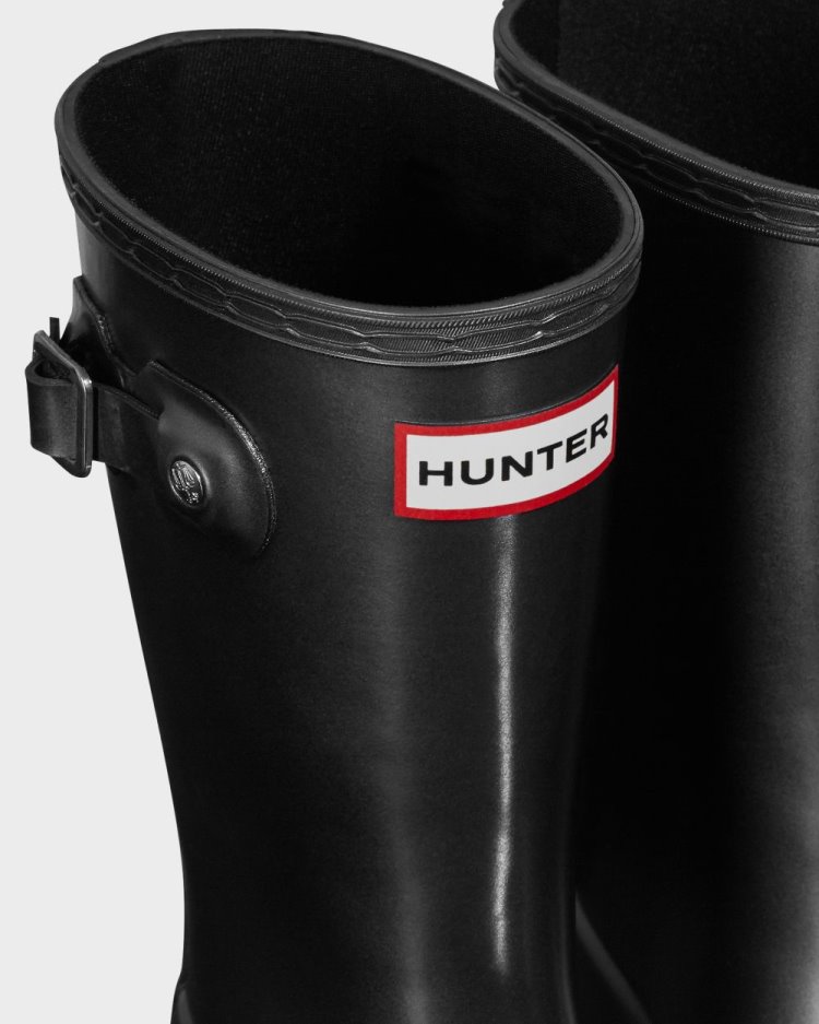 Hunter Pearlized Rain Boot Kurze Regenstiefel Kinder Schwarz Deutschland | 8E0LSV5