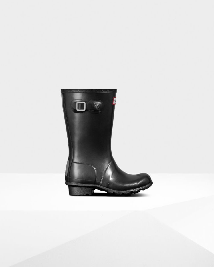 Hunter Pearlized Rain Boot Kurze Regenstiefel Kinder Schwarz Deutschland | 8E0LSV5