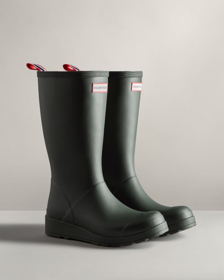 Hunter Play Hohe Rain Boot Play-Stiefel Damen Grün Deutschland | EKX1SBJ