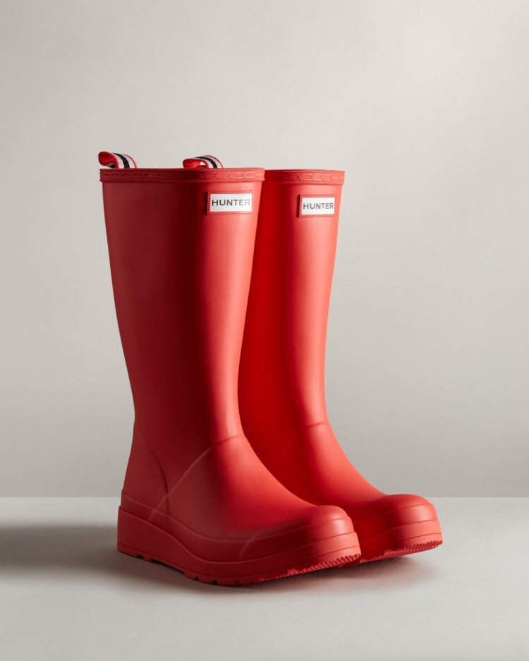 Hunter Play Hohe Rain Boot Play-Stiefel Damen Rot Deutschland | SDFH1WB