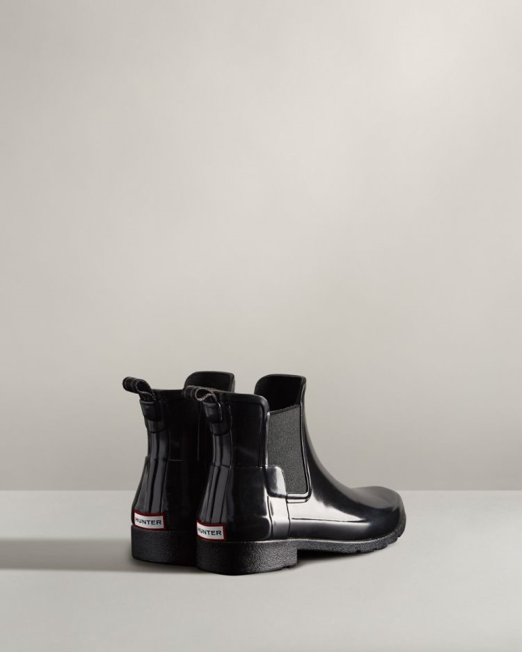 Hunter Refined Gloss Slim Fit Chelsea Boot Chelsea Stiefel Damen Schwarz Deutschland | GOXTV9P