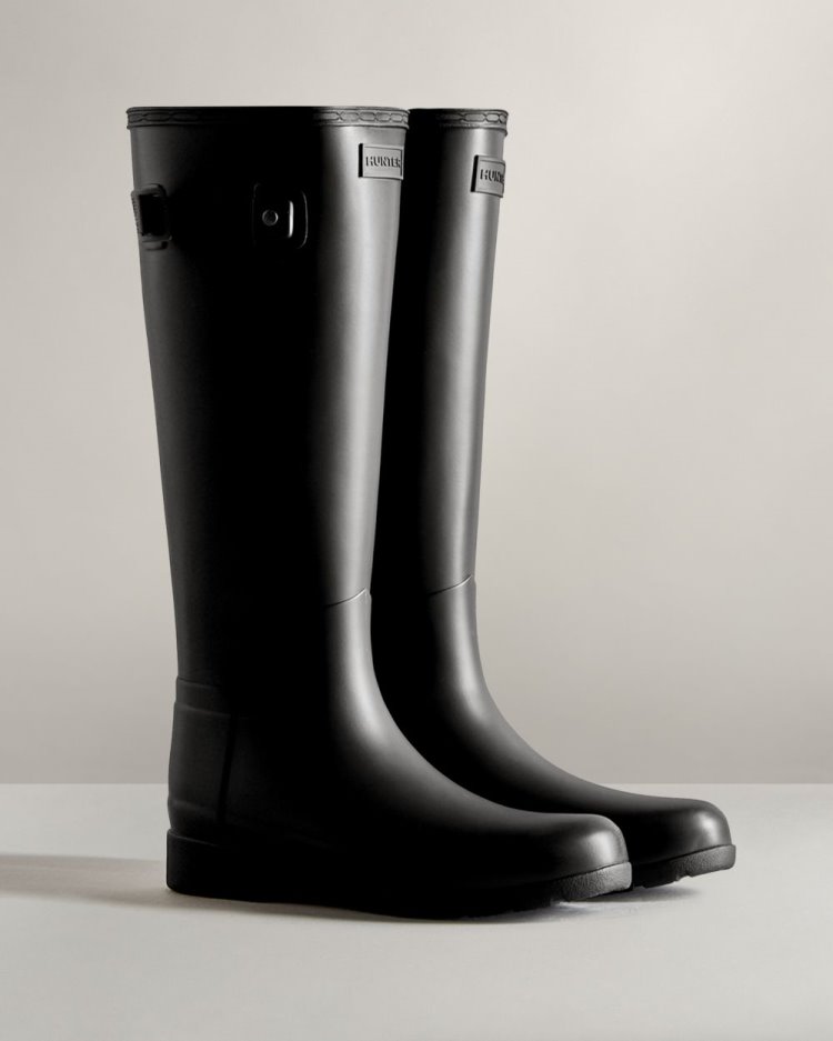 Hunter Refined Hohe Rain Boot Hohe Regenstiefel Damen Schwarz Deutschland | R01RR81