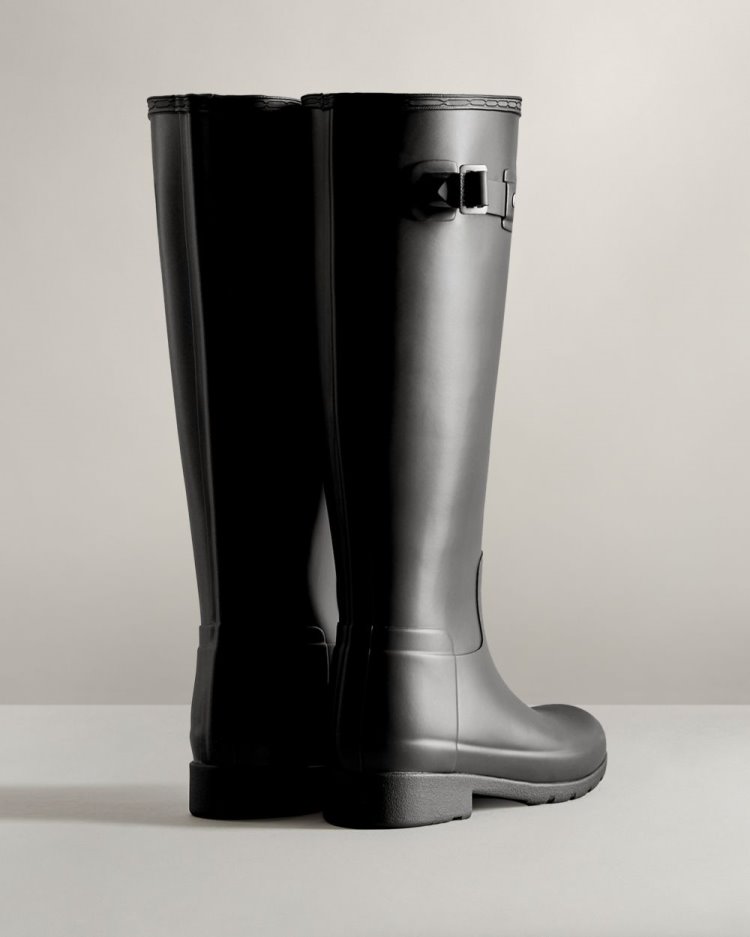 Hunter Refined Hohe Rain Boot Hohe Regenstiefel Damen Schwarz Deutschland | R01RR81