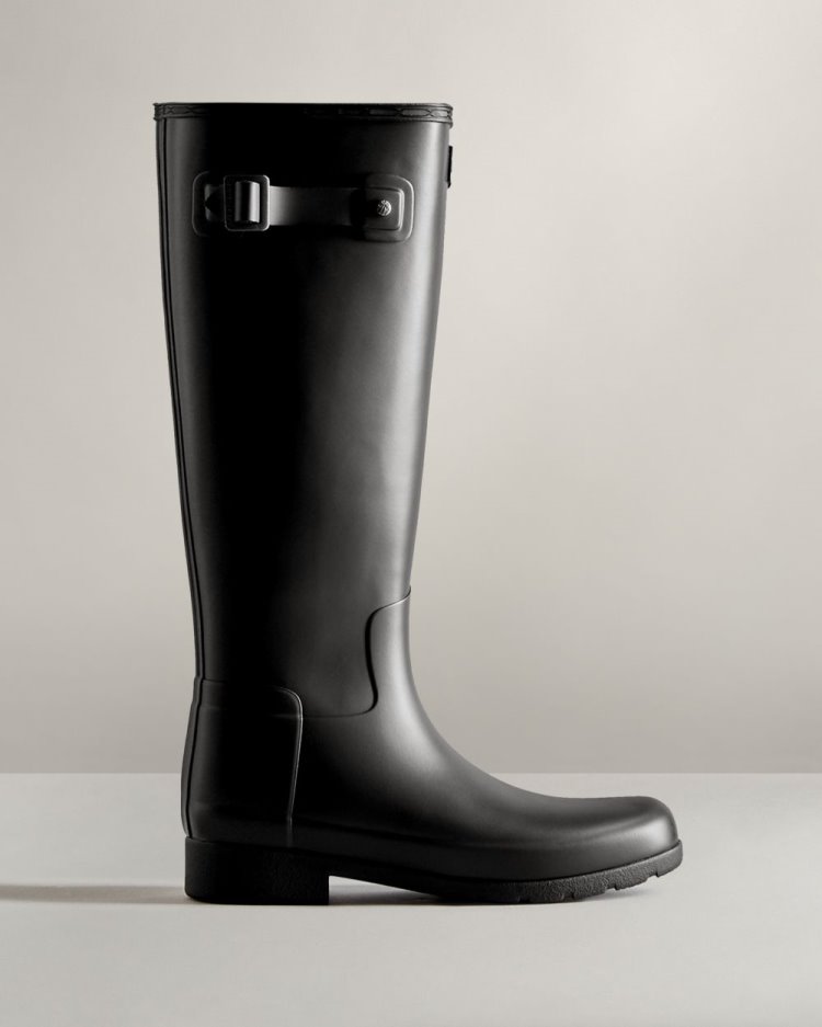 Hunter Refined Hohe Rain Boot Hohe Regenstiefel Damen Schwarz Deutschland | R01RR81