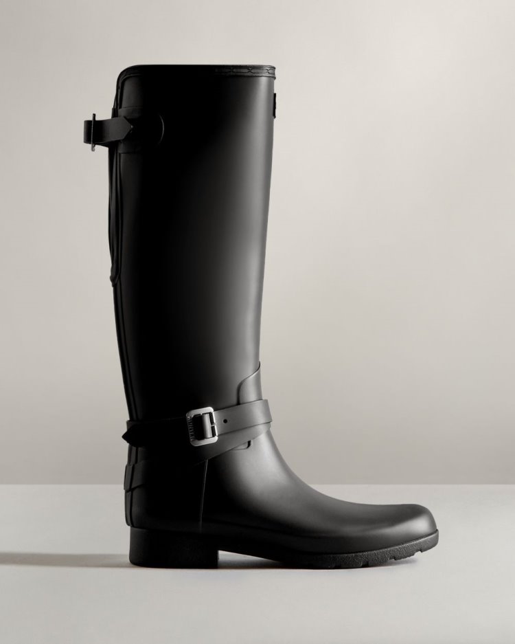 Hunter Refined Slim Fit Adjustable Hohe Rain Boot Verstellbare Regenstiefel Damen Schwarz Deutschland | PEGYB8I