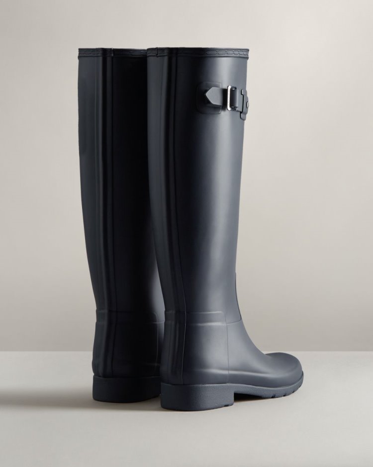 Hunter Refined Slim Fit Hohe Rain Boot Hohe Regenstiefel Damen Navy Deutschland | ESTC2YV