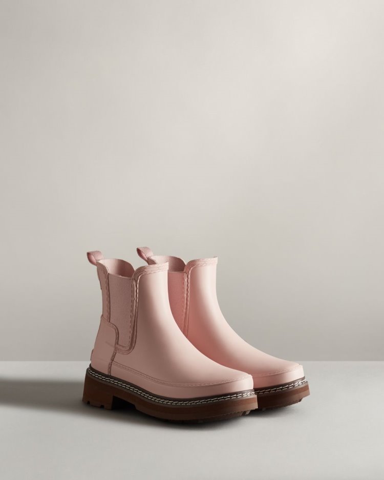 Hunter Refined Stitch Detail Chelsea Boot Stiefeletten Damen Rosa Deutschland | 2PR3HNW