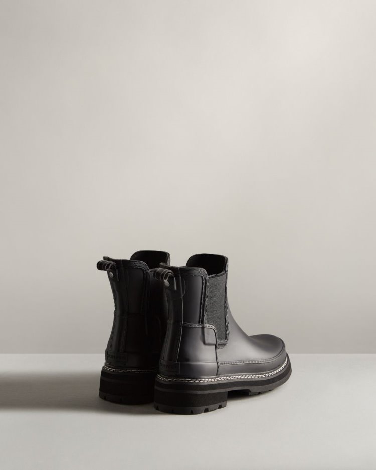 Hunter Refined Stitch Detail Chelsea Boot Chelsea Stiefel Damen Schwarz Deutschland | EETPHSC